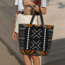 Load image into Gallery viewer, African Mud Cloth Bogolan Design Shopping Bag / Shoulder Canvas Tote Bag Durable Tribal Geometric Art