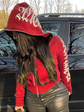Load image into Gallery viewer, Winter Letter Printed Zip Up Hoodie Streetwear for Women