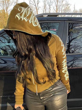 Load image into Gallery viewer, Winter Letter Printed Zip Up Hoodie Streetwear for Women