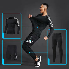 Load image into Gallery viewer, Comprehensive training men's sportswear gym compression suit.  Fitness running jogging sportswear sports training tights riding