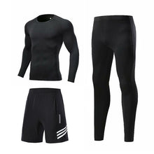 Load image into Gallery viewer, Comprehensive training men's sportswear gym compression suit.  Fitness running jogging sportswear sports training tights riding