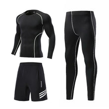 Load image into Gallery viewer, Comprehensive training men's sportswear gym compression suit.  Fitness running jogging sportswear sports training tights riding
