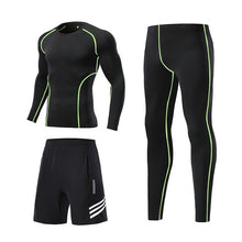 Load image into Gallery viewer, Comprehensive training men's sportswear gym compression suit.  Fitness running jogging sportswear sports training tights riding
