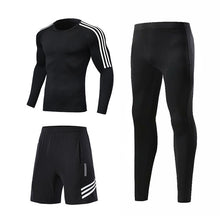 Load image into Gallery viewer, Comprehensive training men's sportswear gym compression suit.  Fitness running jogging sportswear sports training tights riding