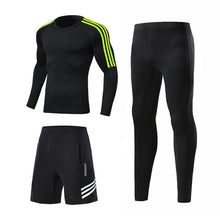 Load image into Gallery viewer, Comprehensive training men's sportswear gym compression suit.  Fitness running jogging sportswear sports training tights riding