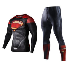 Load image into Gallery viewer, Men's Compression GYM Training Clothes Suit - Workout Superhero Jogging Sportswear Fitness Dry Fit Tracksuit Tights 2pcs / sets