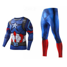 Load image into Gallery viewer, Men's Compression GYM Training Clothes Suit - Workout Superhero Jogging Sportswear Fitness Dry Fit Tracksuit Tights 2pcs / sets