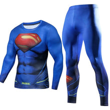 Load image into Gallery viewer, Men's Compression GYM Training Clothes Suit - Workout Superhero Jogging Sportswear Fitness Dry Fit Tracksuit Tights 2pcs / sets