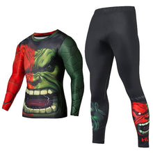 Load image into Gallery viewer, Men's Compression GYM Training Clothes Suit - Workout Superhero Jogging Sportswear Fitness Dry Fit Tracksuit Tights 2pcs / sets