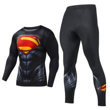 Load image into Gallery viewer, Men's Compression GYM Training Clothes Suit - Workout Superhero Jogging Sportswear Fitness Dry Fit Tracksuit Tights 2pcs / sets