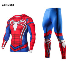 Load image into Gallery viewer, Men's Compression GYM Training Clothes Suit - Workout Superhero Jogging Sportswear Fitness Dry Fit Tracksuit Tights 2pcs / sets