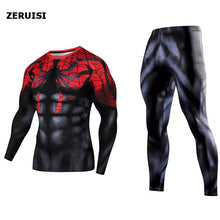 Load image into Gallery viewer, Men's Compression GYM Training Clothes Suit - Workout Superhero Jogging Sportswear Fitness Dry Fit Tracksuit Tights 2pcs / sets