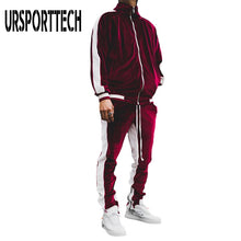 Load image into Gallery viewer, Gold Velvet Tracksuit Men's  2 Piece Set for Spring  and Autumn Sport