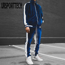 Load image into Gallery viewer, Gold Velvet Tracksuit Men's  2 Piece Set for Spring  and Autumn Sport