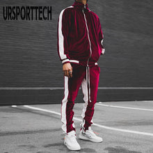 Load image into Gallery viewer, Gold Velvet Tracksuit Men's  2 Piece Set for Spring  and Autumn Sport