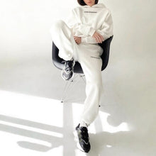 Load image into Gallery viewer, Women's Tracksuit Letter Print Fleece Warm Female Sportswear Hoodie Set :  2021 Oversize Long Sleeve Sweatshirt Casual Pants Suit