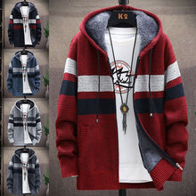 Load image into Gallery viewer, Winter Mens Jacket : Warm Coat Knitted Sweater Fleece Hooded