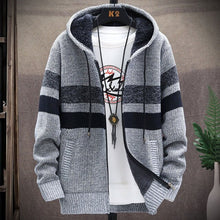 Load image into Gallery viewer, Winter Mens Jacket : Warm Coat Knitted Sweater Fleece Hooded