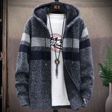 Load image into Gallery viewer, Winter Mens Jacket : Warm Coat Knitted Sweater Fleece Hooded