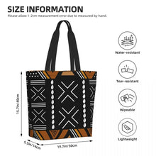 Load image into Gallery viewer, African Mud Cloth Bogolan Design Shopping Bag / Shoulder Canvas Tote Bag Durable Tribal Geometric Art
