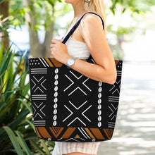 Load image into Gallery viewer, African Mud Cloth Bogolan Design Shopping Bag / Shoulder Canvas Tote Bag Durable Tribal Geometric Art
