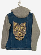 Load image into Gallery viewer, Owl Design Hooded Denim Jacket
