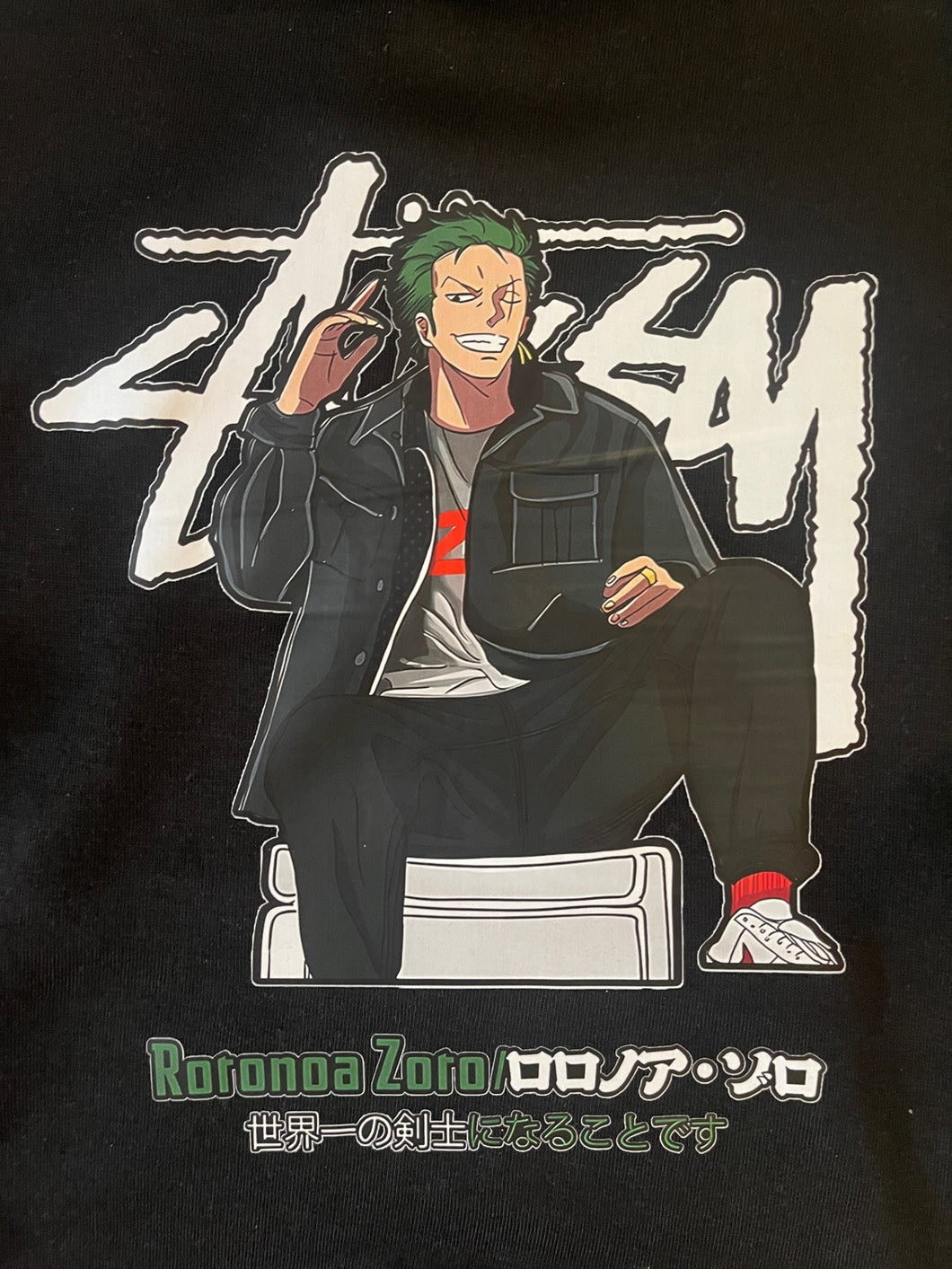 Manga Hoodie - Black . Roronoa Zoro / Pirate Hunter (1 left)