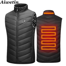 Load image into Gallery viewer, Men USB Infrared 17 Heated Vest Jacket for Winter - Electrically Heated ideal for Sports, Hiking and all outdoor activities. Oversized 5XL
