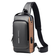 Load image into Gallery viewer, USB Charging Sport Sling Bag Male Anti-theft Chest Bag with Password Lock &amp;  Adjustable Shoulder Strap
