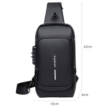 Load image into Gallery viewer, USB Charging Sport Sling Bag Male Anti-theft Chest Bag with Password Lock &amp;  Adjustable Shoulder Strap
