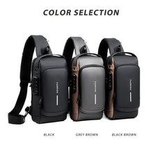 Load image into Gallery viewer, USB Charging Sport Sling Bag Male Anti-theft Chest Bag with Password Lock &amp;  Adjustable Shoulder Strap
