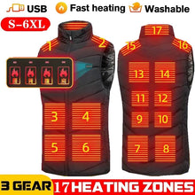 Load image into Gallery viewer, Men USB Infrared 17 Heated Vest Jacket for Winter - Electrically Heated ideal for Sports, Hiking and all outdoor activities. Oversized 5XL
