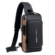 Load image into Gallery viewer, USB Charging Sport Sling Bag Male Anti-theft Chest Bag with Password Lock &amp;  Adjustable Shoulder Strap
