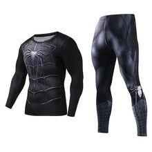 Load image into Gallery viewer, Men&#39;s Compression GYM Training Clothes Suit - Workout Superhero Jogging Sportswear Fitness Dry Fit Tracksuit Tights 2pcs / sets
