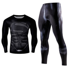 Load image into Gallery viewer, Men&#39;s Compression GYM Training Clothes Suit - Workout Superhero Jogging Sportswear Fitness Dry Fit Tracksuit Tights 2pcs / sets
