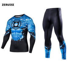 Load image into Gallery viewer, Men&#39;s Compression GYM Training Clothes Suit - Workout Superhero Jogging Sportswear Fitness Dry Fit Tracksuit Tights 2pcs / sets
