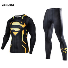 Load image into Gallery viewer, Men&#39;s Compression GYM Training Clothes Suit - Workout Superhero Jogging Sportswear Fitness Dry Fit Tracksuit Tights 2pcs / sets
