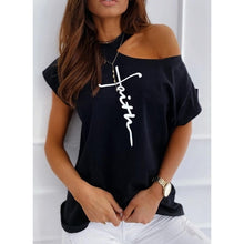 Load image into Gallery viewer, Large size Top Off Shoulder summer T-shirt : Women
