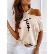 Load image into Gallery viewer, Large size Top Off Shoulder summer T-shirt : Women
