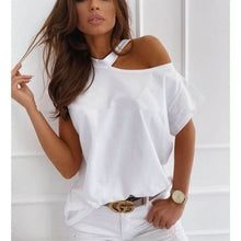 Load image into Gallery viewer, Large size Top Off Shoulder summer T-shirt : Women
