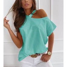 Load image into Gallery viewer, Large size Top Off Shoulder summer T-shirt : Women
