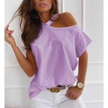 Load image into Gallery viewer, Large size Top Off Shoulder summer T-shirt : Women
