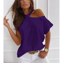 Load image into Gallery viewer, Large size Top Off Shoulder summer T-shirt : Women
