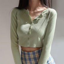 Load image into Gallery viewer, O-neck Short Knitted Sweaters for Women : Thin Cardigan
