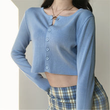 Load image into Gallery viewer, O-neck Short Knitted Sweaters for Women : Thin Cardigan
