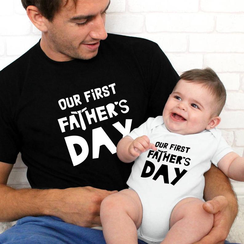 Our First Father's Day Daddy Tshirt and BabyRomper