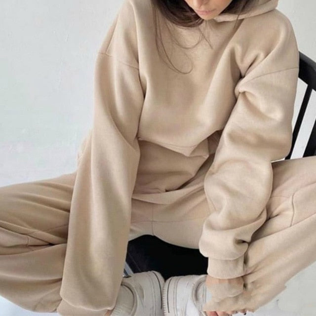 Women's Warm Hoodie Sweatshirts And Long Pant's