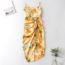 Load image into Gallery viewer, Vintage Yellow Tie dye Flower print  Spaghetti Strap Dress
