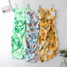 Load image into Gallery viewer, Vintage Yellow Tie dye Flower print  Spaghetti Strap Dress
