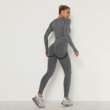 Load image into Gallery viewer, Seamless Women Sport Set For Gym Long Sleeve Top High Waist Belly Control Leggings Clothes Seamless Sport Suit Sexy Booty Girls
